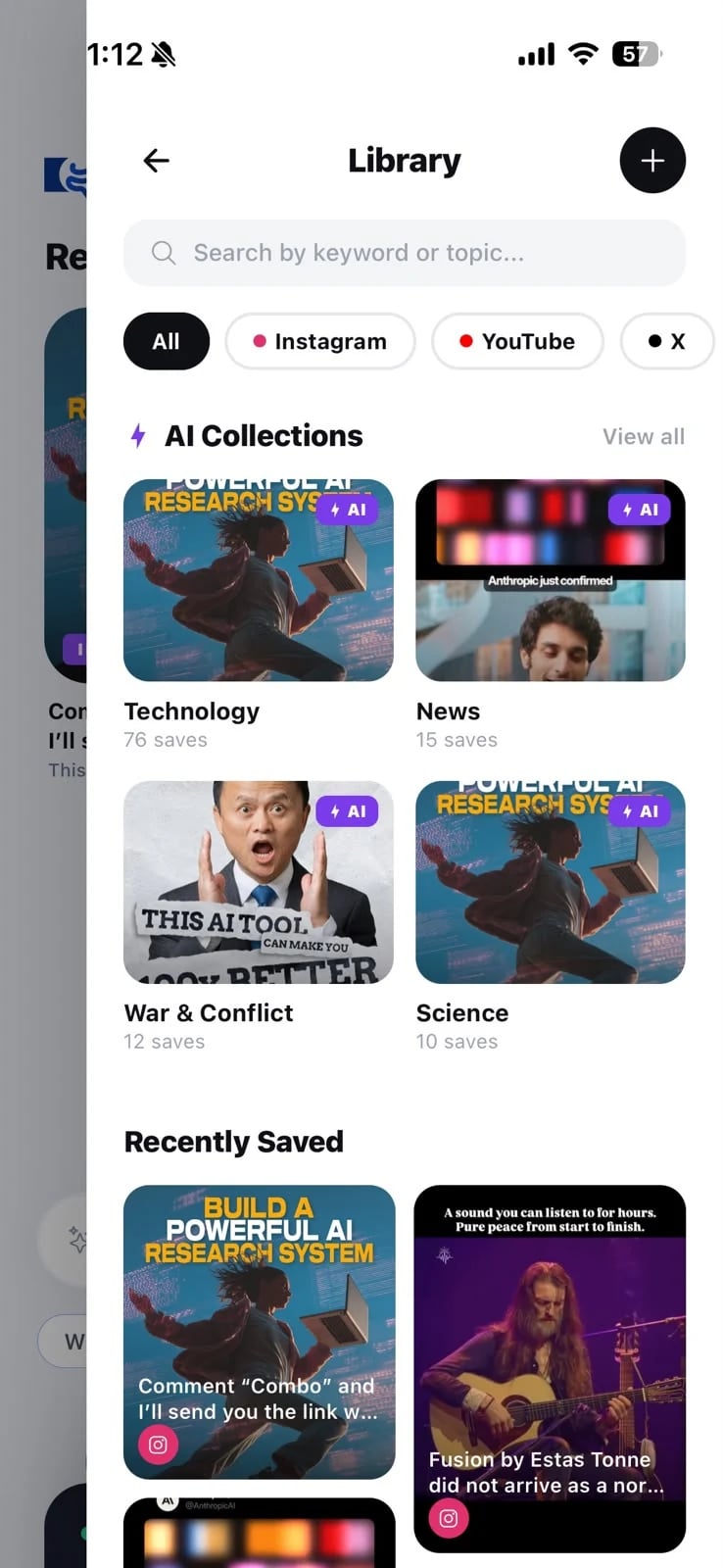 Vemio library with AI-generated collections